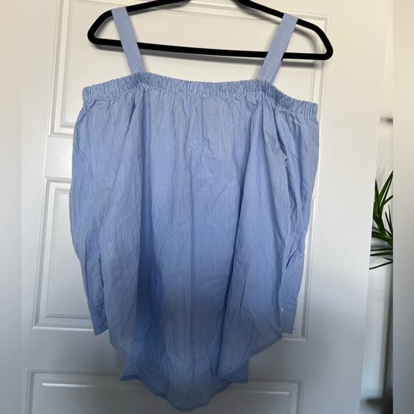 NWOT Kaii off shoulder striped cotton top women’s size large - Picture 7 of 11